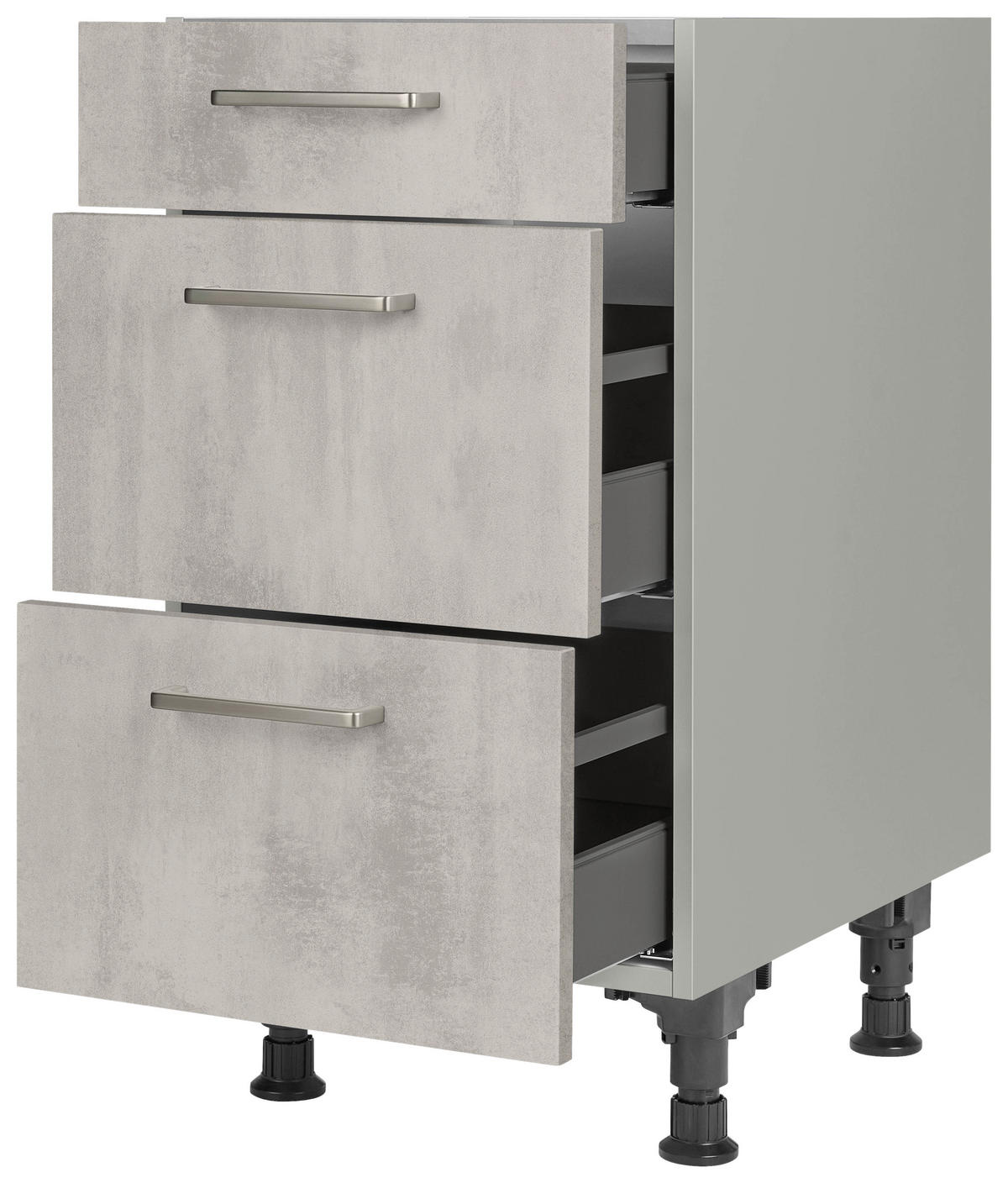 SCHUBKASTENUNTERSCHRANK 45/87/56 cm  in Hellgrau  - Edelstahlfarben/Hellgrau, MODERN, Holzwerkstoff/Metall (45/87/56cm) - Nobilia