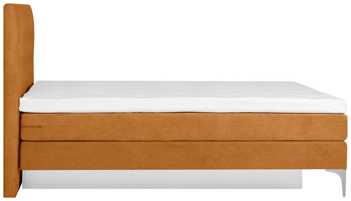 BOXSPRINGBETT 180/200 cm  in Currygelb  - Chromfarben/Currygelb, Design, Textil/Metall (180/200cm) - Welnova