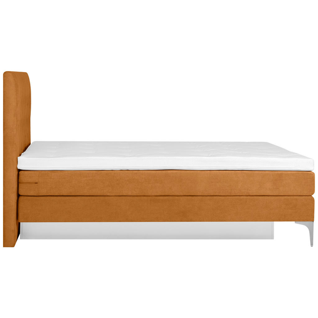Thumbnail - Welnova Boxspringbett, Currygelb, Textil, H5, 7-Zonen, Höhe ca. 17 cm, 180x200 cm, Bettkasten, gepolstertes Kopfteil, St...