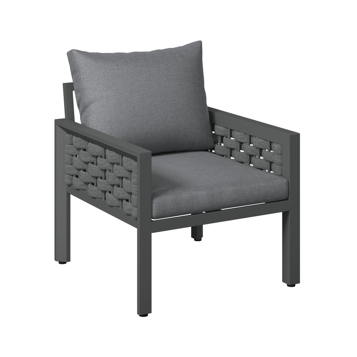 LOUNGEGARNITUR 4-teilig   290/73/153 cm Stahl  - Dunkelgrau/Grau, MODERN, Kunststoff/Textil (290/73/153cm) - Ambia Garden