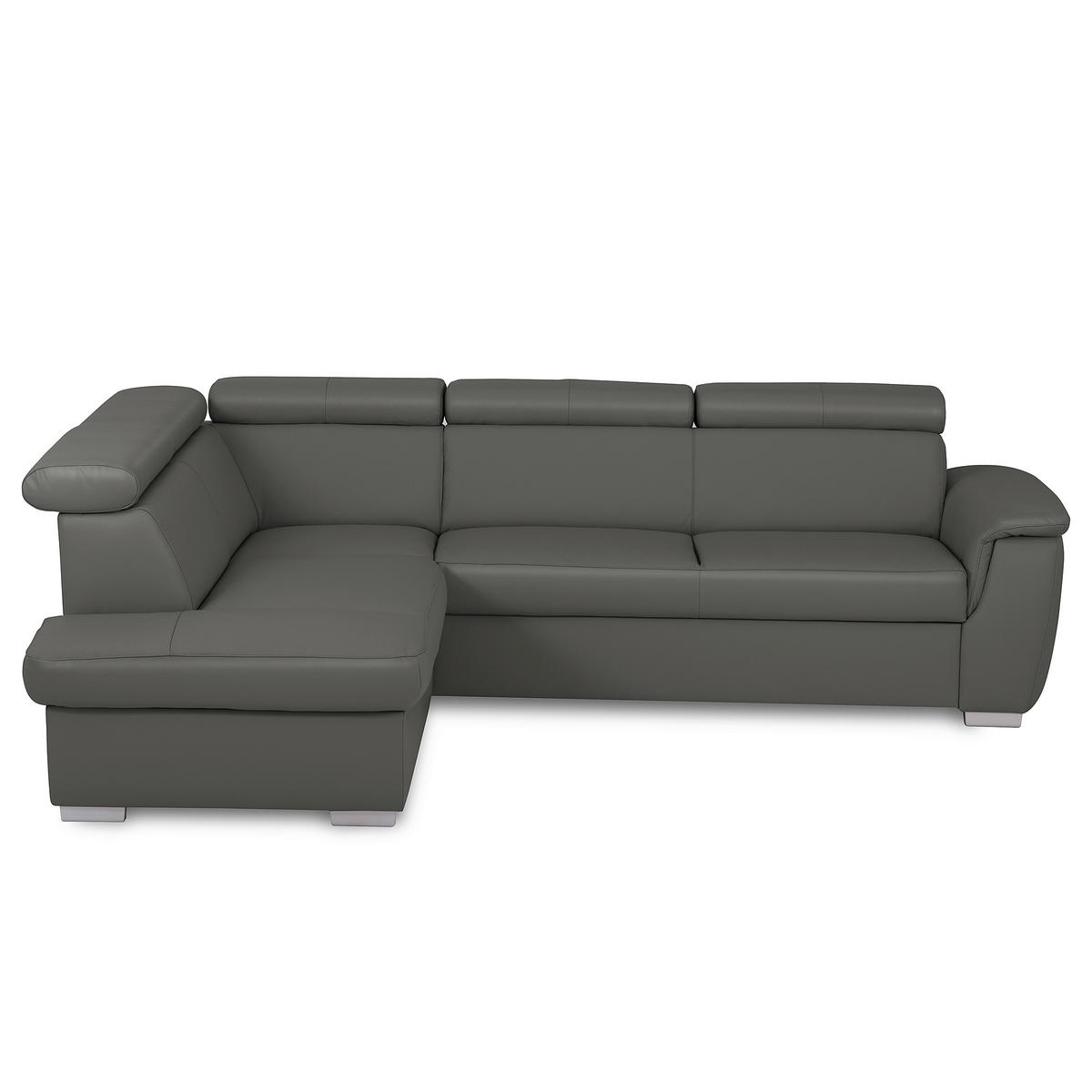 WOHNLANDSCHAFT  in Kombination Echtleder/Lederlook Anthrazit  - Anthrazit, Leder/Metall (211/262cm) - Celina Home