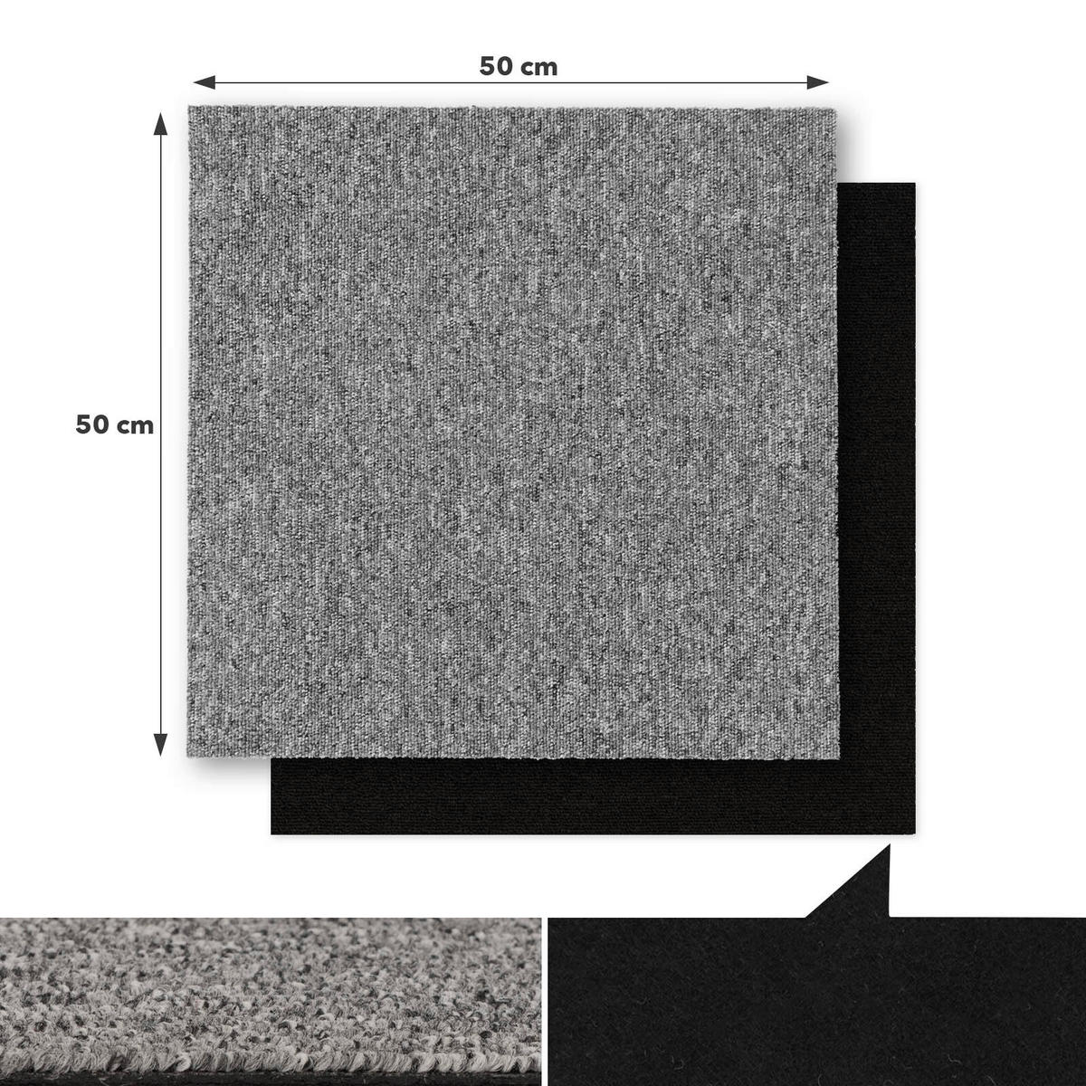 TEPPICHFLIESE - Grau, Basics, Textil (50/50cm) - Esposa