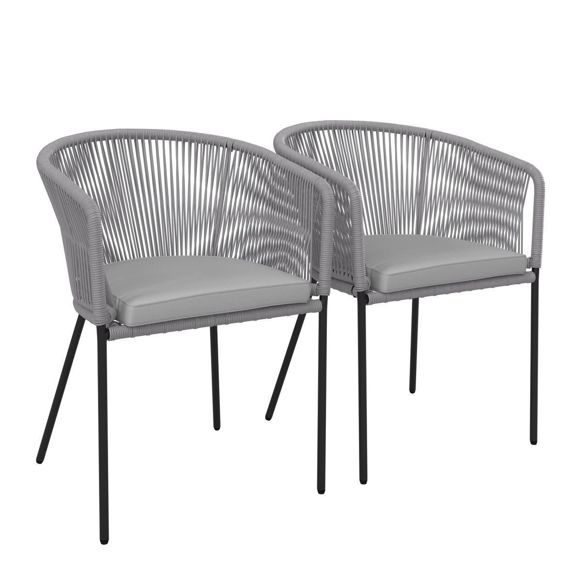 SET STOLICA ZA BAŠTU - svetlosiva/crna, Moderno, metal/tekstil (56/78/59cm) - Bessagi Garden