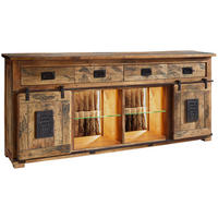 SIDEBOARD  in 200/90/45 cm  - Schwarz/Braun, KONVENTIONELL, Glas/Holz (200/90/45cm) - Livetastic
