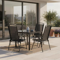 GARTENTISCHGRUPPE Aluminium  - Anthrazit/Schwarz, Basics, Glas/Textil (80/80/76cm) - Gardenson