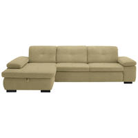 ECKSOFA in Flachgewebe Honig  - Schwarz/Honig, Design, Textil/Metall (174/297cm) - Beldomo Style