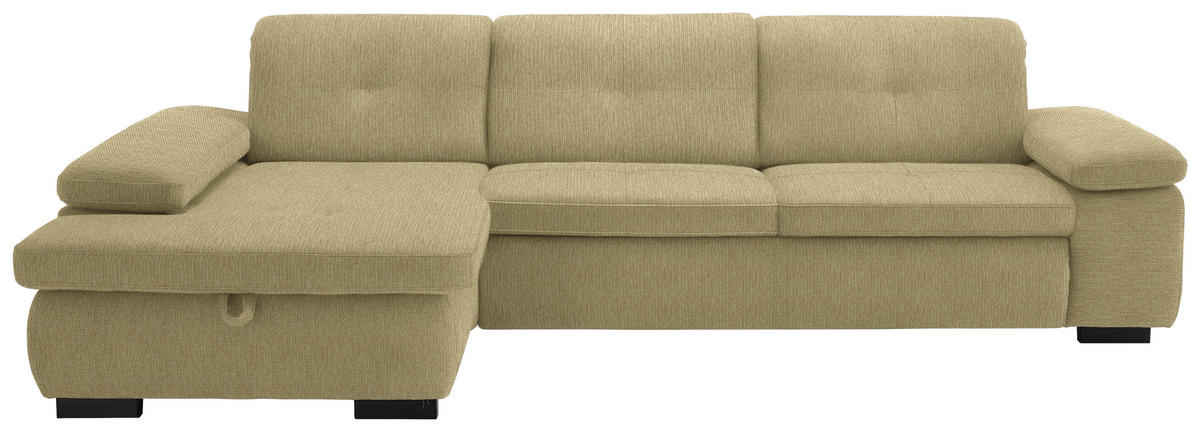 ECKSOFA in Flachgewebe Honig  - Schwarz/Honig, Design, Textil/Metall (174/297cm) - Beldomo Style
