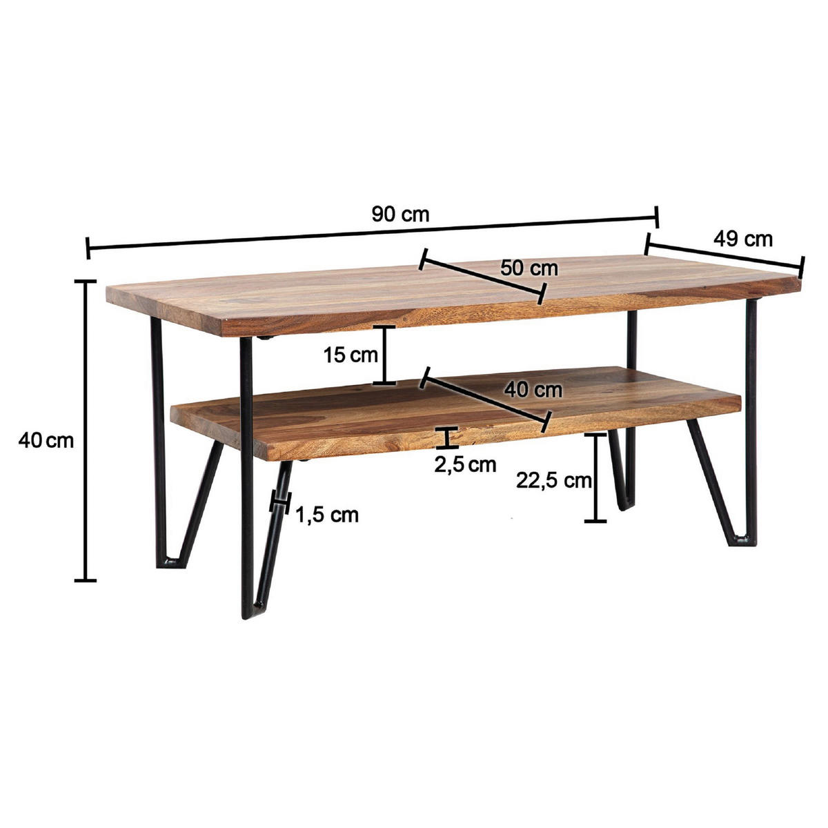 KONFERENČNÍ STOLEK, hnědá, dřevo, 90/50/40 cm - černá/hnědá, Design, kov/dřevo (90/50/40cm) - MID.YOU