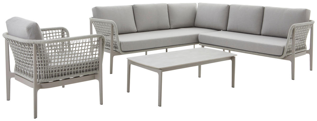 LOUNGEGARNITUR  - Champagner/Grau, Design, Keramik/Textil (239/229cm) - Amatio