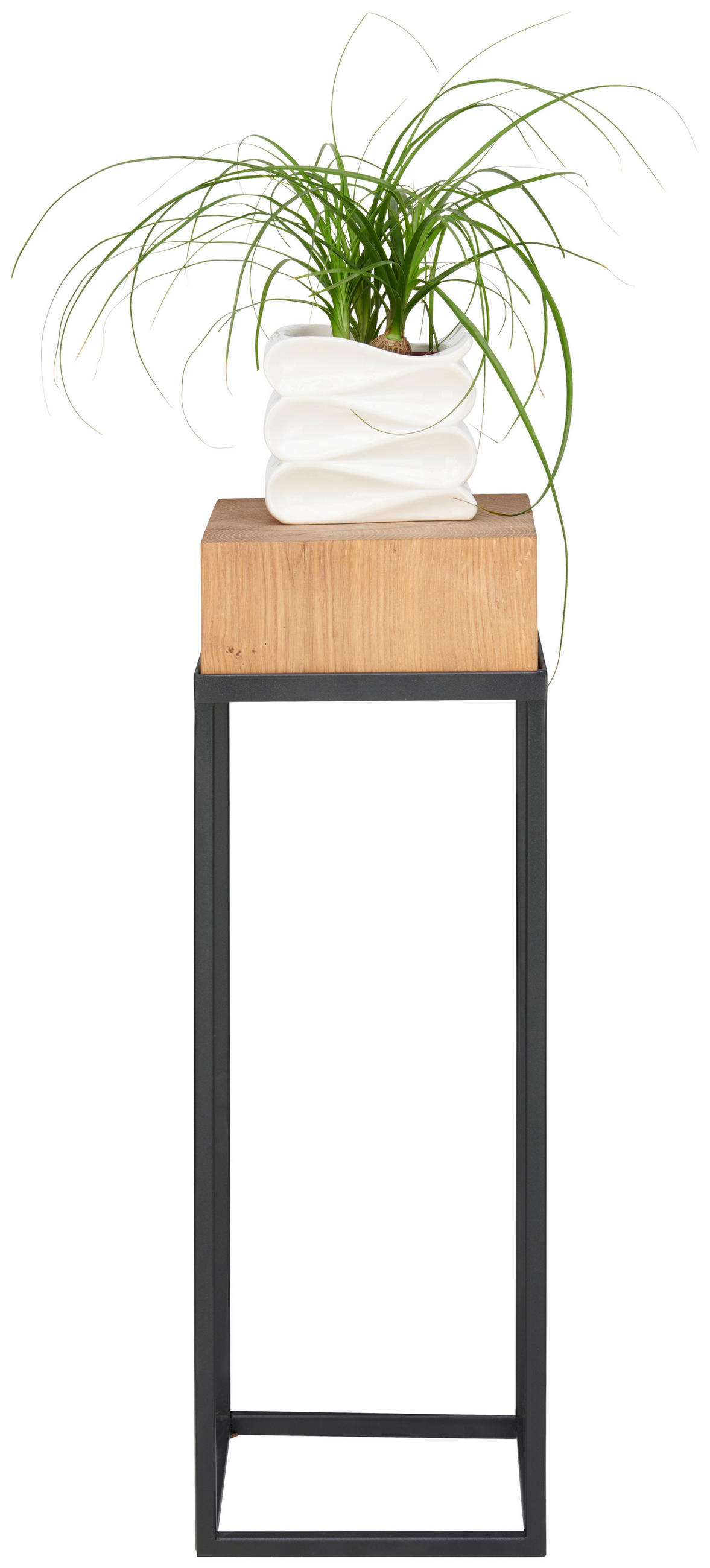 BLUMENSTÄNDER in Holz, Metall 25/25/72 cm  - Eichefarben/Schwarz, Natur, Holz/Metall (25/25/72cm) - Linea Natura