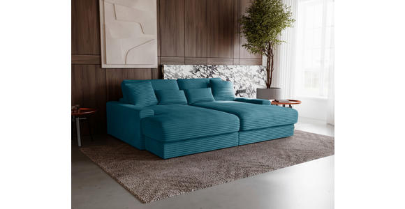 BIGSOFA Cord Petrol - Petrol/Schwarz, MODERN, Kunststoff/Textil (230/85/190cm) - Carryhome