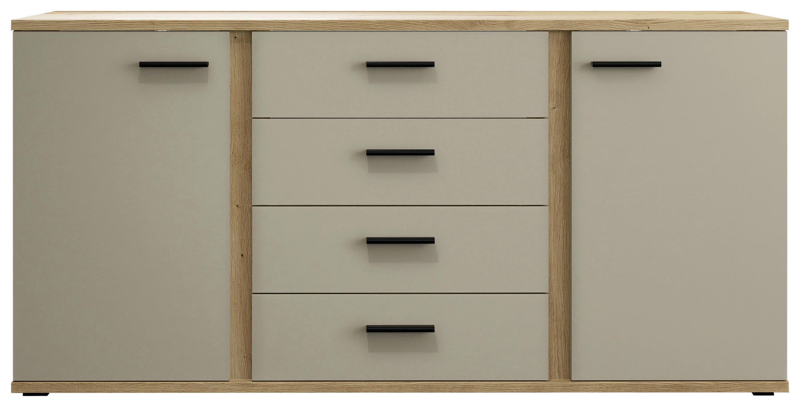 KOMODA, kašmir, hrast artisan  - črna/kašmir, Moderno, umetna masa/leseni material (170/84/40cm) - Carryhome