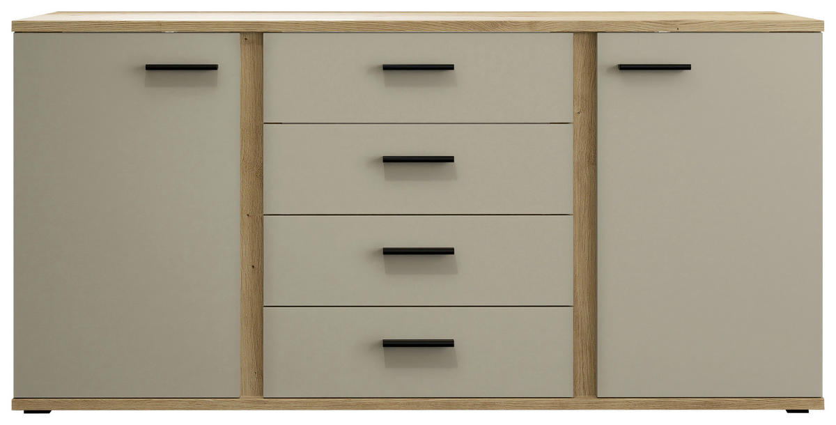 KOMODA, kašmir, hrast artisan  - črna/kašmir, Moderno, umetna masa/leseni material (170/84/40cm) - Carryhome