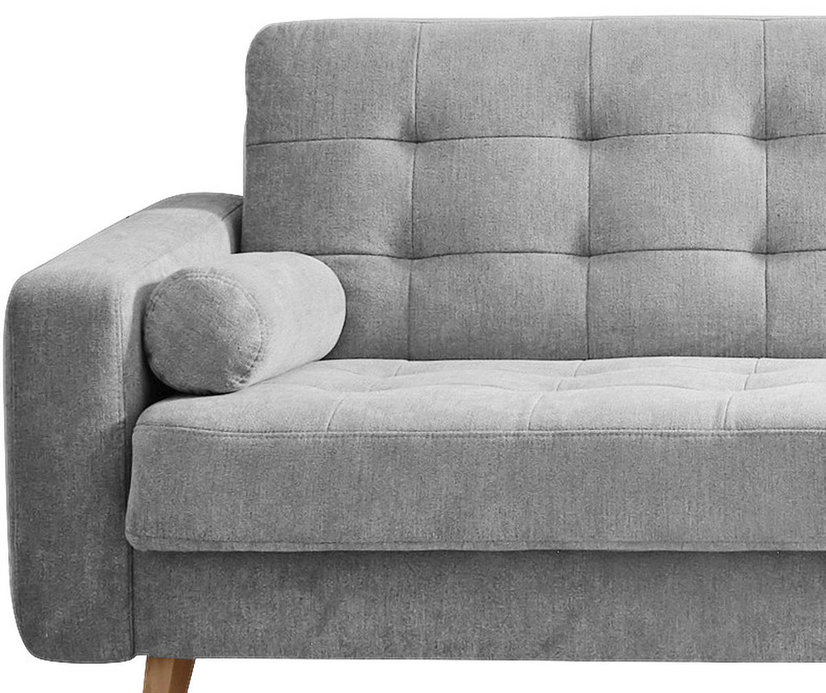 SCHLAFSOFA in Mikrovelours Silberfarben  - Eichefarben/Silberfarben, Modern, Holz/Holzwerkstoff (222/86/90cm) - MID.YOU