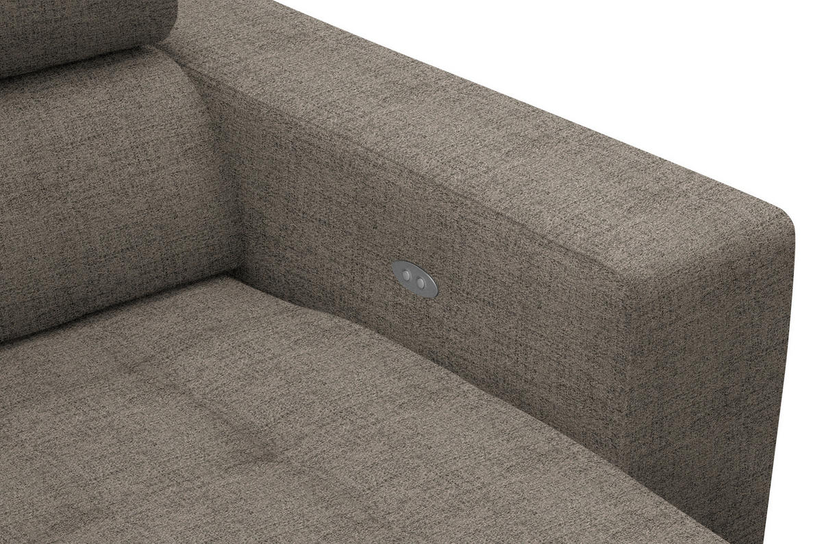 ECKSOFA in Chenille Hellbraun  - Chromfarben/Hellbraun, Design, Textil (207/301cm) - Xora