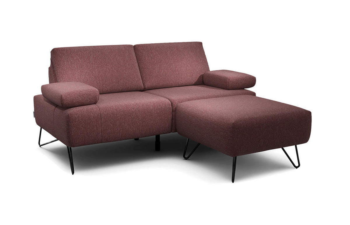 2-SITZER-SOFA Chenille Rot  - Rot/Schwarz, Design, Textil/Metall (164-194/85/86-94cm) - SENSOO