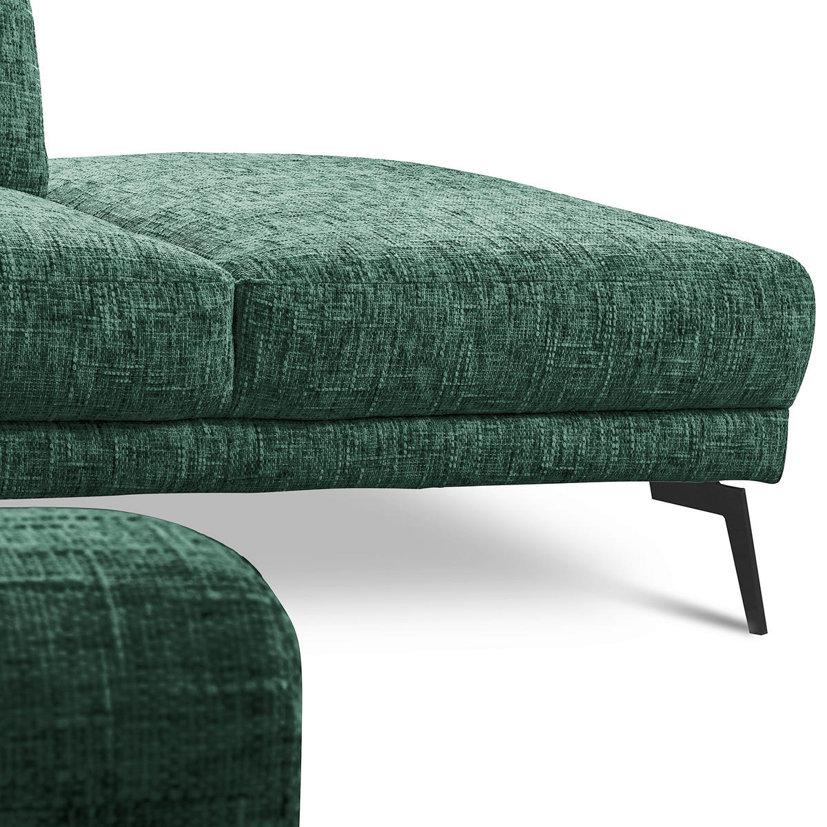 ECKSOFA SPRING Grün Webstoff Zierkissen  - Schwarz/Grün, Design, Textil/Metall (273/250cm) - Livetastic