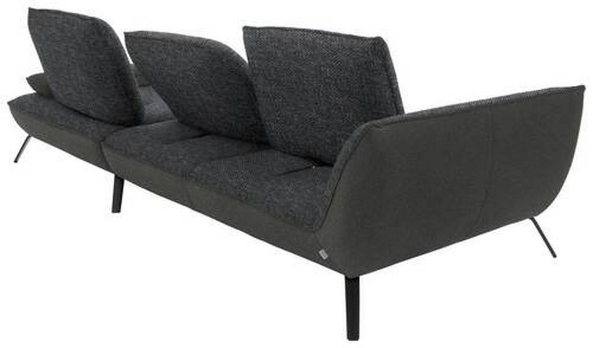 ECKSOFA in Flachgewebe Anthrazit  - Anthrazit/Schwarz, Design, Textil/Metall (301/191cm) - Moderano