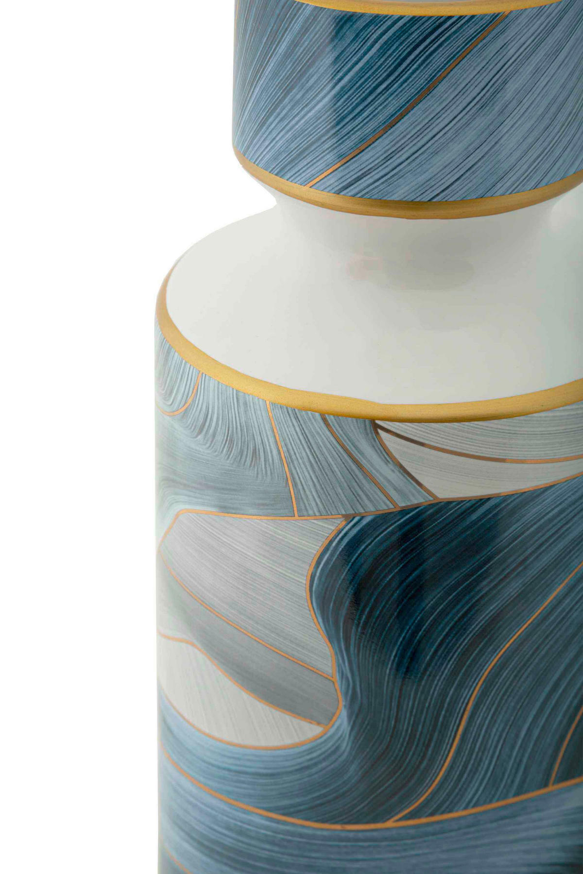 Vase Elegant Tall  - Blau/Goldfarben, Basics, Keramik (14/40/14cm)