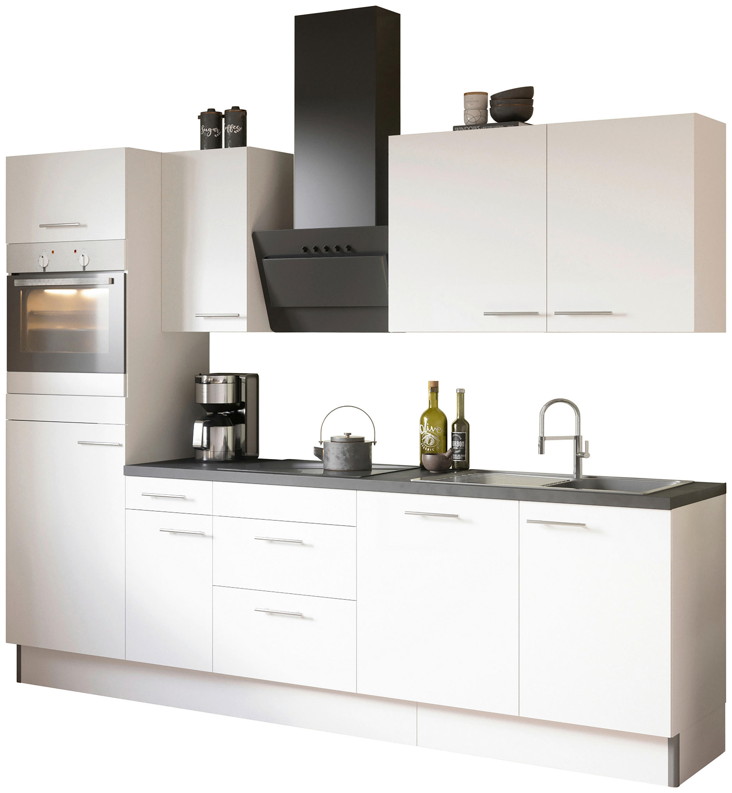 KÜCHENLEERBLOCK 270 cm   in Weiß  - Edelstahlfarben/Anthrazit, Basics, Holzwerkstoff/Metall (270cm) - Optifit