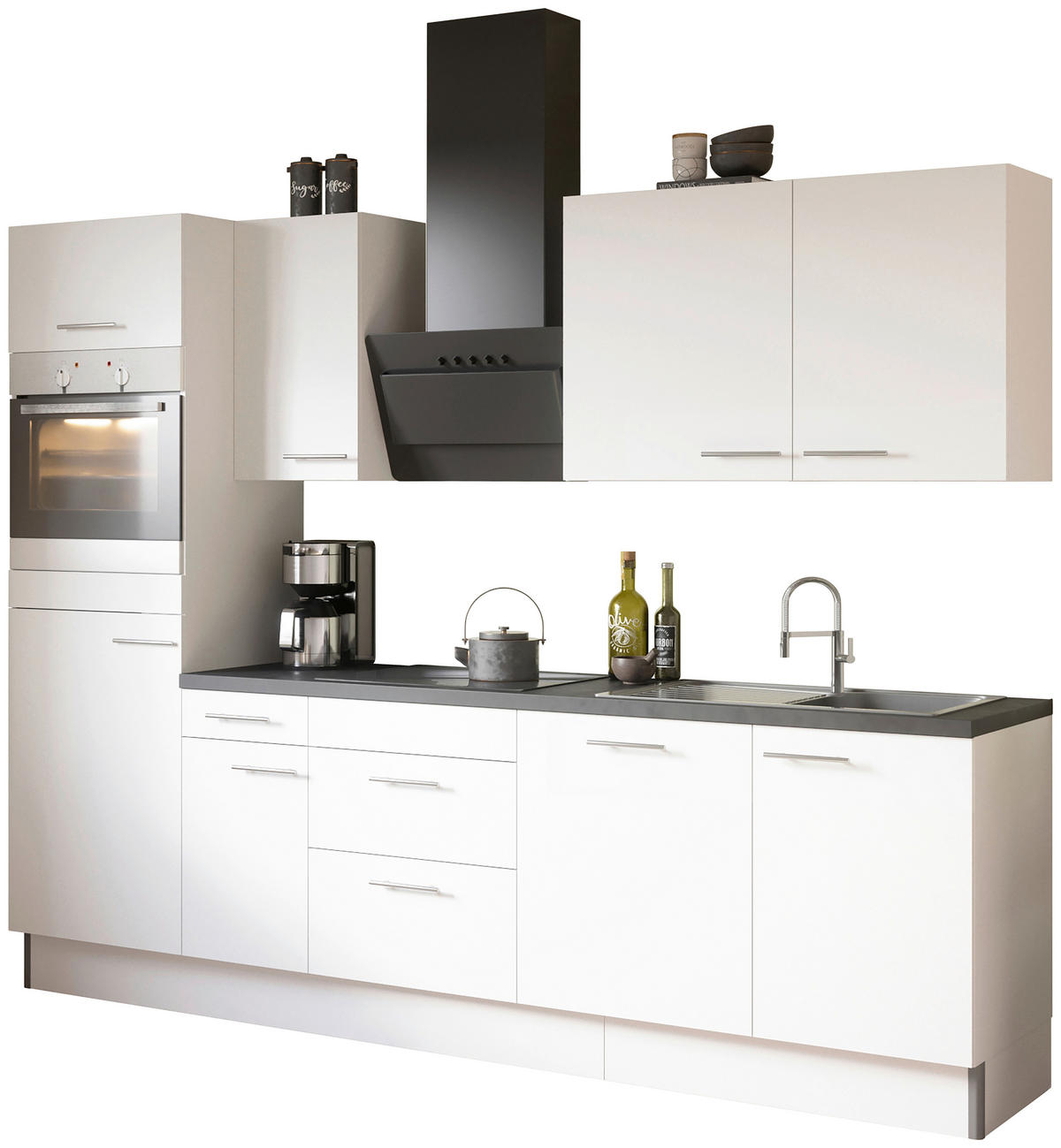 KÜCHENLEERBLOCK 270 cm   in Weiß  - Edelstahlfarben/Anthrazit, Basics, Holzwerkstoff/Metall (270cm) - Optifit