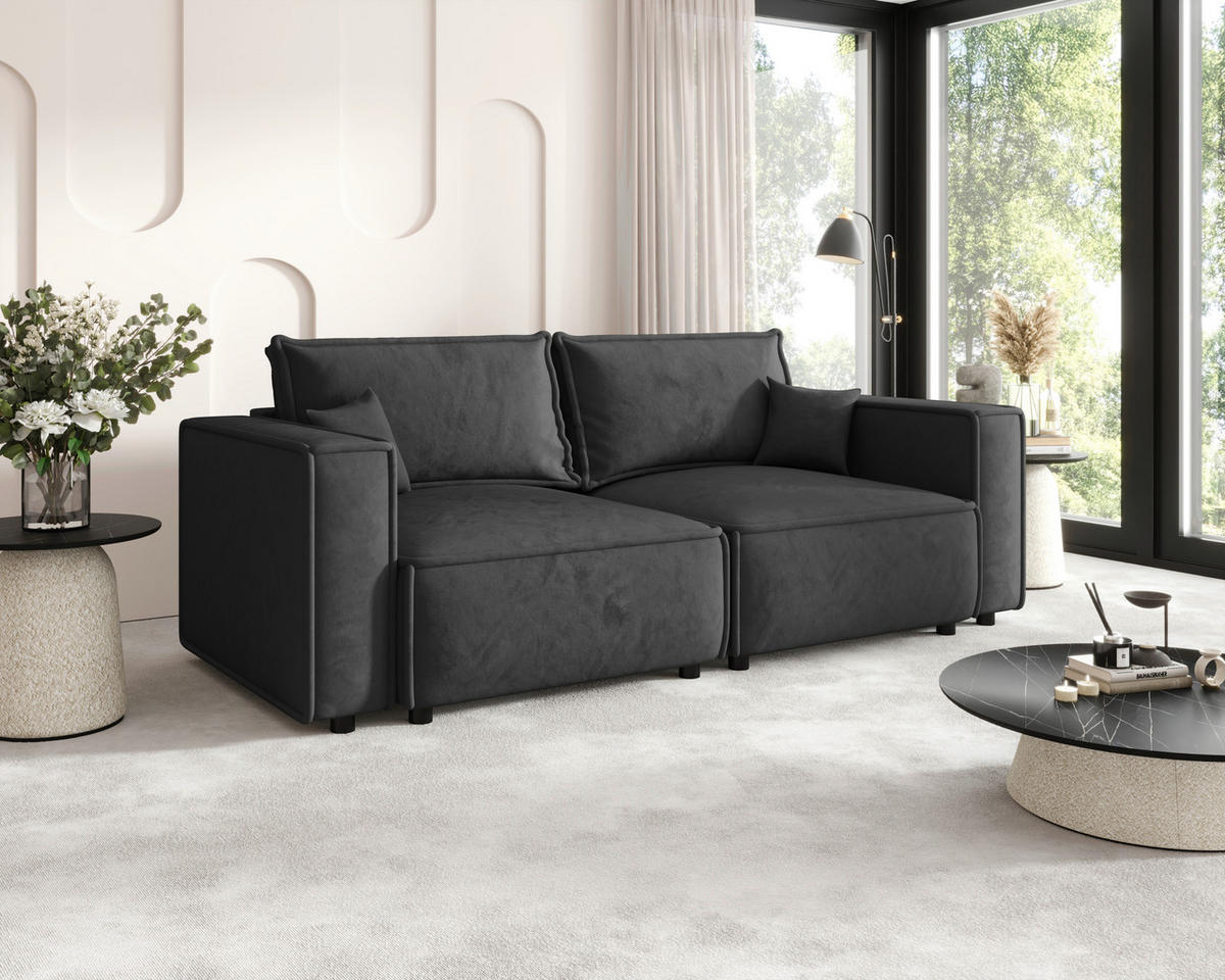 SOFA Webstoff Anthrazit  - Anthrazit/Schwarz, MODERN, Kunststoff/Textil (250/68/104cm) - Xora