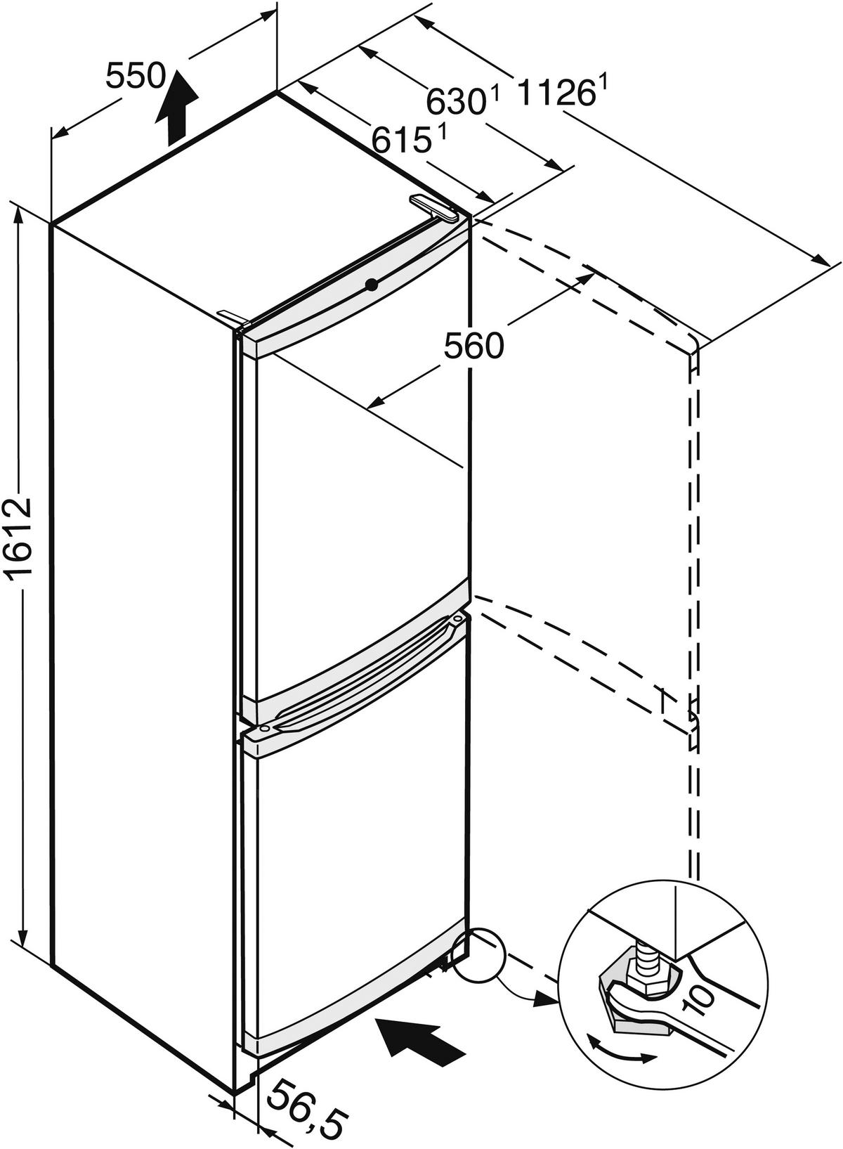 KÜHL-GEFRIER-KOMBINATION 55/161,2/55 cm CUe 2831  - Weiß, Basics, Metall (55/161,2/55cm) - Liebherr