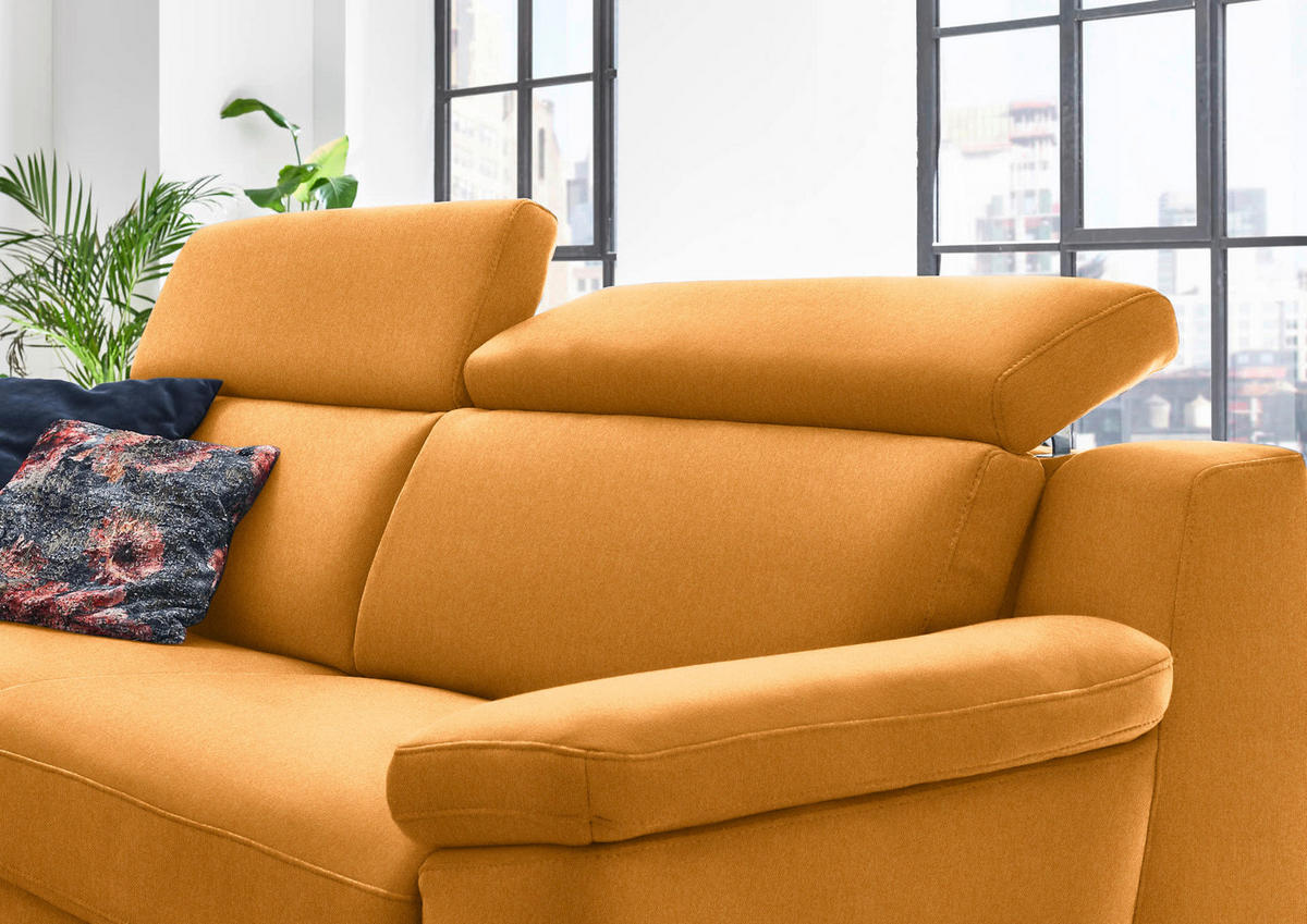 3-SITZER-SOFA in Chenille Currygelb  - Currygelb/Schwarz, Design, Textil/Metall (230/104/104cm) - Valdera