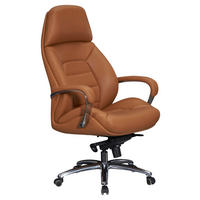 UREDSKA STOLICA  svijetlo smeđa  koža  - svijetlo smeđa/boje aluminija, Moderno, koža/metal (67/140/67cm) - MID.YOU