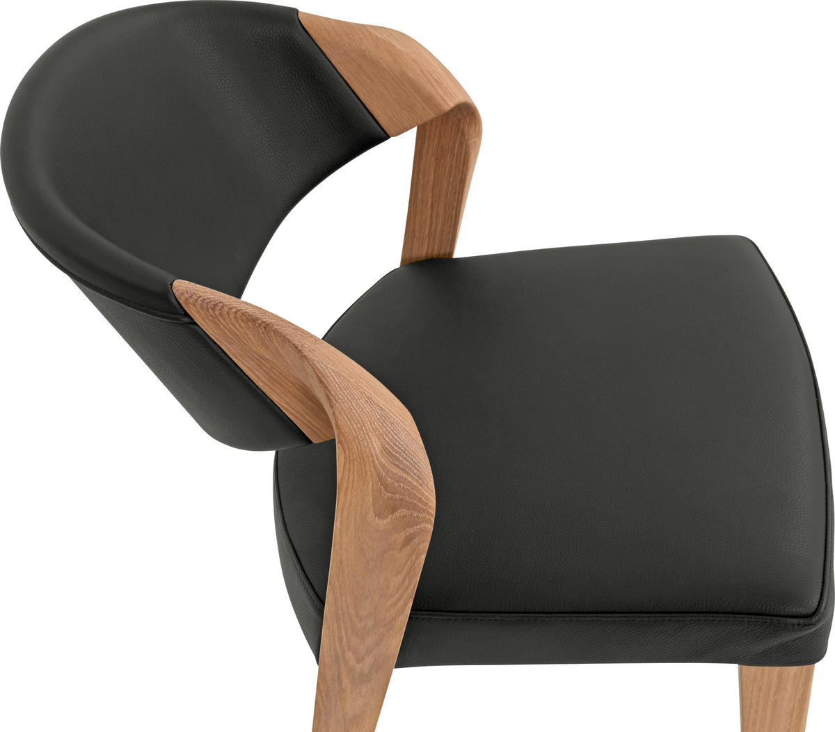 STUHL Echtleder Anthrazit, Eichefarben Altholz, Eiche massiv  - Eichefarben/Anthrazit, Natur, Leder/Holz (53/82/57cm) - Voglauer