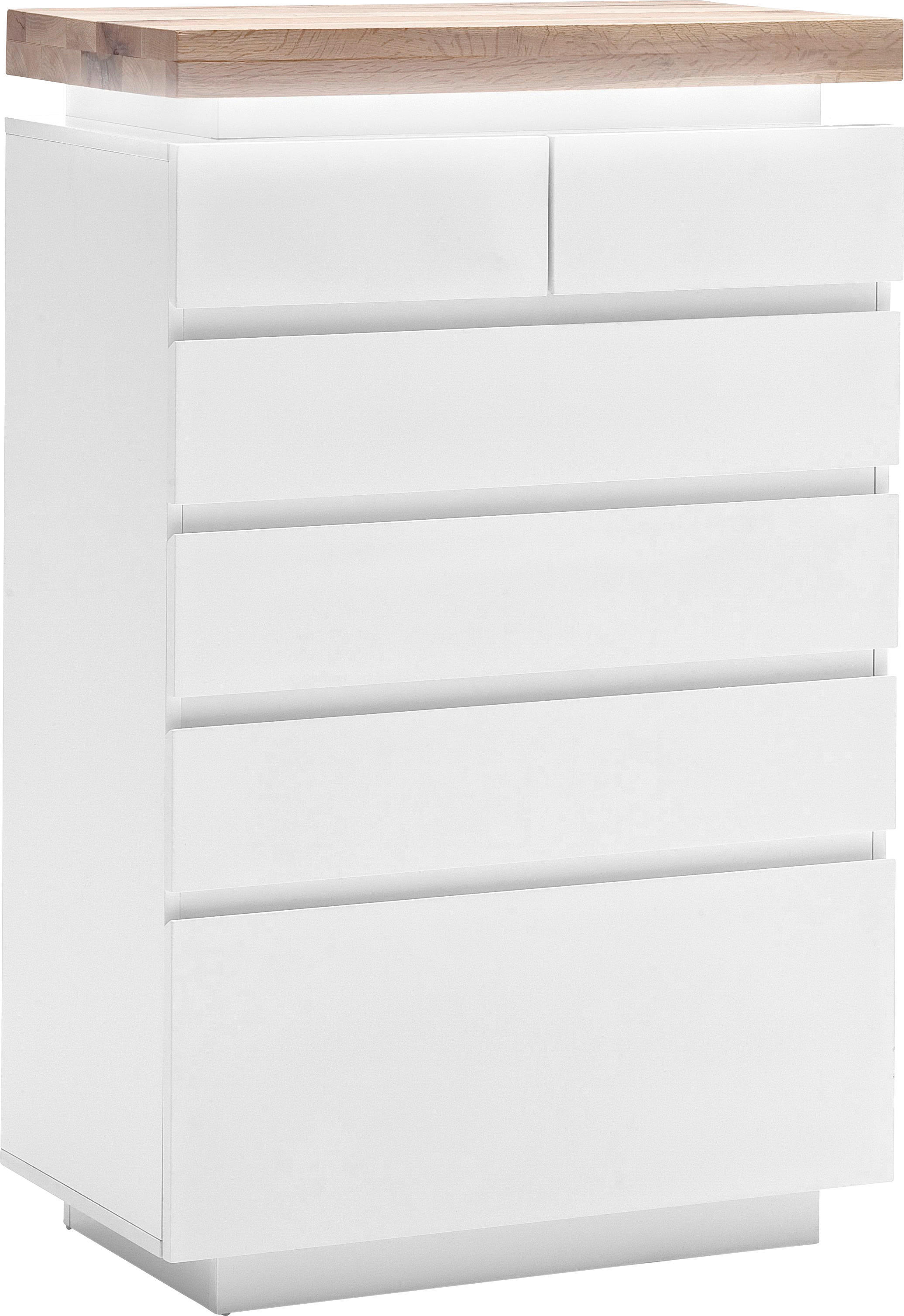 KOMMODE Eiche massiv Weiß, Eichefarben  - Eichefarben/Weiß, Design, Holz/Holzwerkstoff (73/114/40cm)