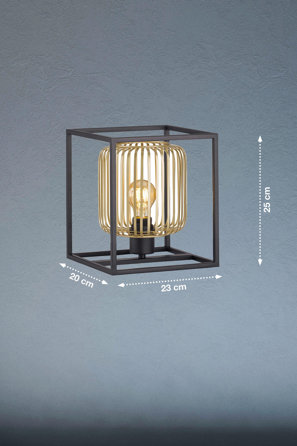 BORDSLAMPA Caydo 23/25/20 cm   - svart/guldfärgad, Klassisk, metall (23/25/20cm) - Fischer & Honsel