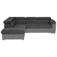 ECKSOFA in Chenille, Lederlook Schwarz, Fango  - Fango/Schwarz, Basics, Holz/Textil (217/252cm) - MID.YOU