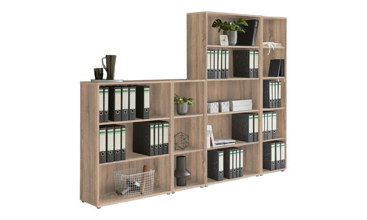 AKTENREGAL 257/185,6/33 cm  - Silberfarben/Sonoma Eiche, MODERN, Holzwerkstoff (257/185,6/33cm) - MID.YOU