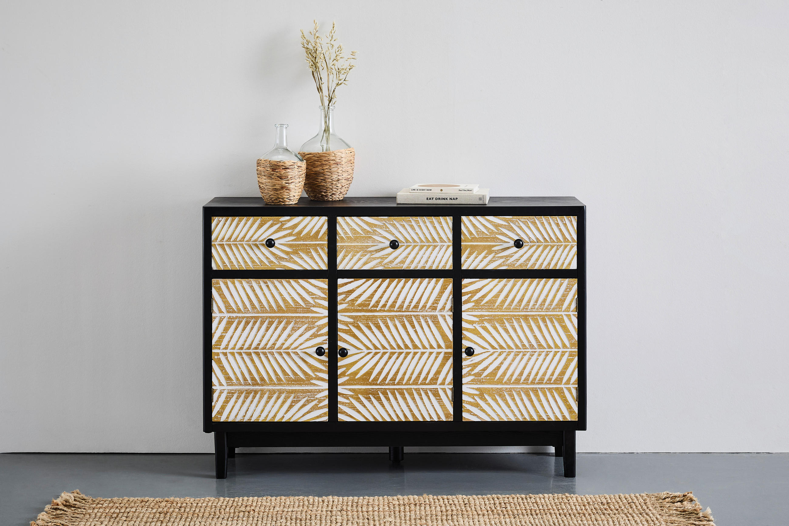 SIDEBOARD  in 120/85/35 cm  - Schwarz/Naturfarben, KONVENTIONELL, Holz/Holzwerkstoff (120/85/35cm) - Livetastic