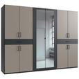 DREHTÜRENSCHRANK  in Graphitfarben, Sahara  - Schwarz/Graphitfarben, KONVENTIONELL, Glas/Holzwerkstoff (270/208/58cm) - Carryhome