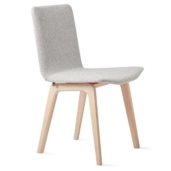 STOL  läderutbud, tygutbud, vippfunktion   greige, ek Bianco  - ek Bianco/greige, Design, trä/textil (46/82/53cm) - Skovby