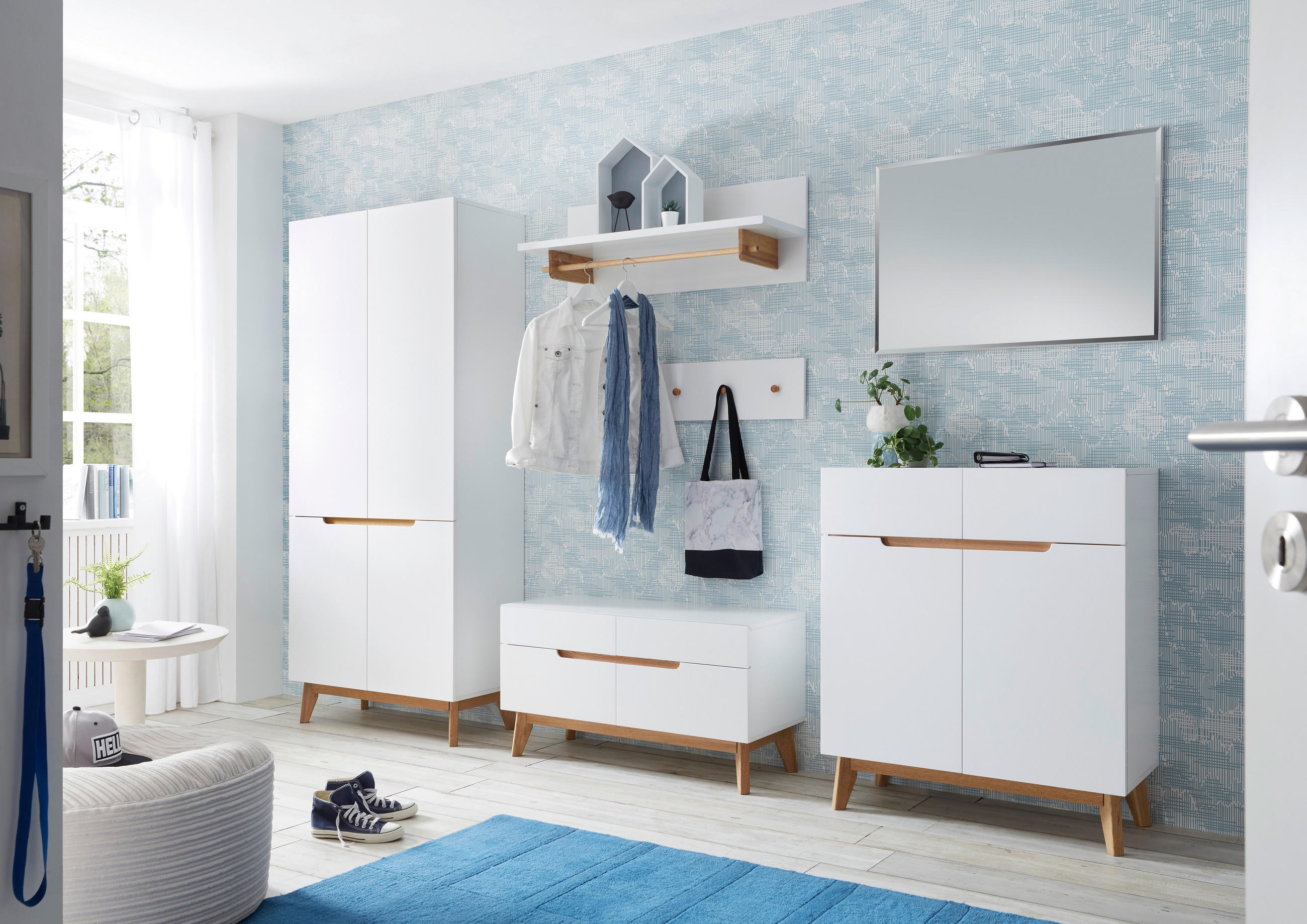 SCHUHSCHRANK Asteiche furniert Weiß, Eichefarben  - Eichefarben/Weiß, Design, Holz/Holzwerkstoff (85/101/40cm)
