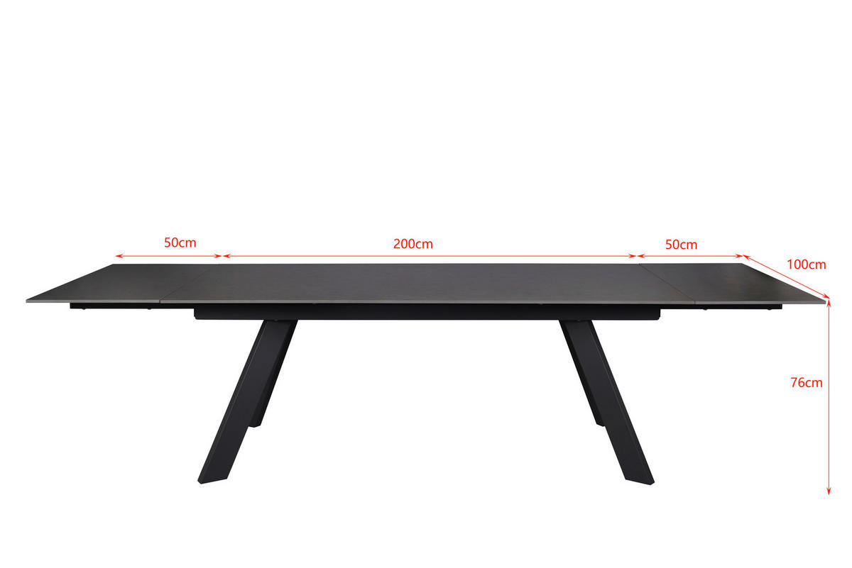 VRTNA MIZA kovina, keramika antracit  - siva/antracit, Moderno, kovina/keramika (200-300/100/76cm) - Amatio