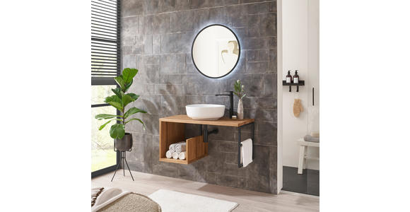 WASCHBECKENUNTERSCHRANK 90/45/47 cm  - Eichefarben/Schwarz, Natur, Holz/Metall (90/45/47cm) - Linea Natura