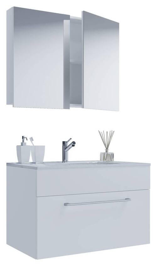 BADEZIMMER 3-teilig  in 80 cm  - Alufarben/Weiß, MODERN, Keramik/Holzwerkstoff (80cm) - MID.YOU