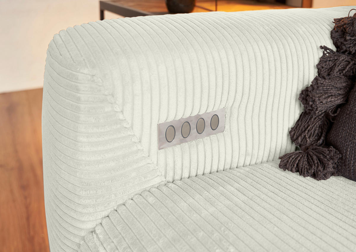 ECKSOFA in Cord Weiß  266/180 cm  - Schwarz/Weiß, KONVENTIONELL, Textil/Metall (266/180cm) - Hom`in