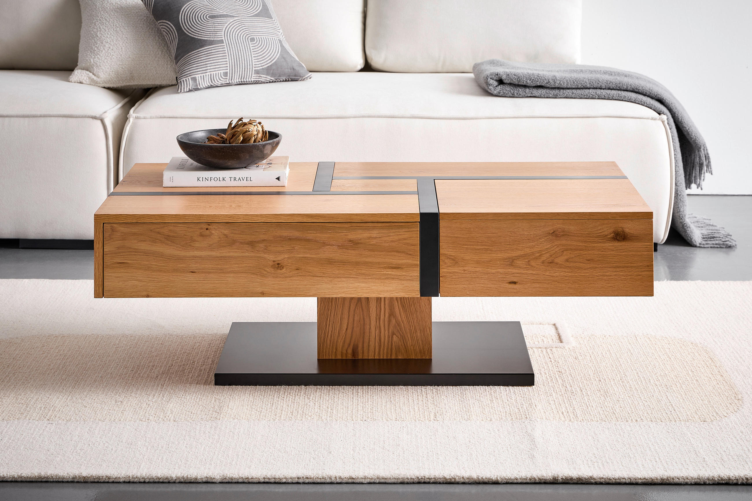 COUCHTISCH in Holz, Metall, Holzwerkstoff 120/40/65 cm  - Eichefarben/Schwarz, Design, Holz/Holzwerkstoff (120/40/65cm) - Livetastic