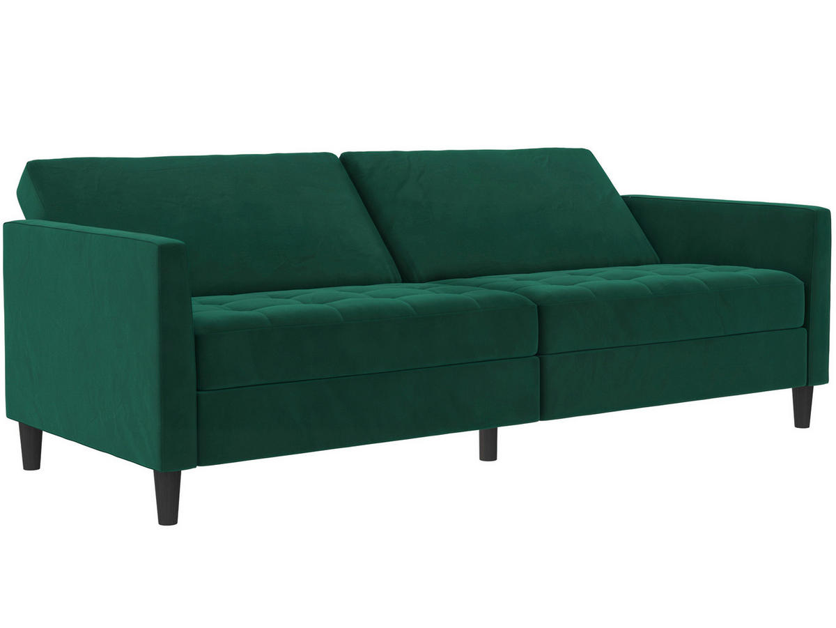 SCHLAFSOFA Velours Dunkelgrün  - Dunkelgrün/Schwarz, Basics, Kunststoff/Textil (207/86/86cm) - Livetastic