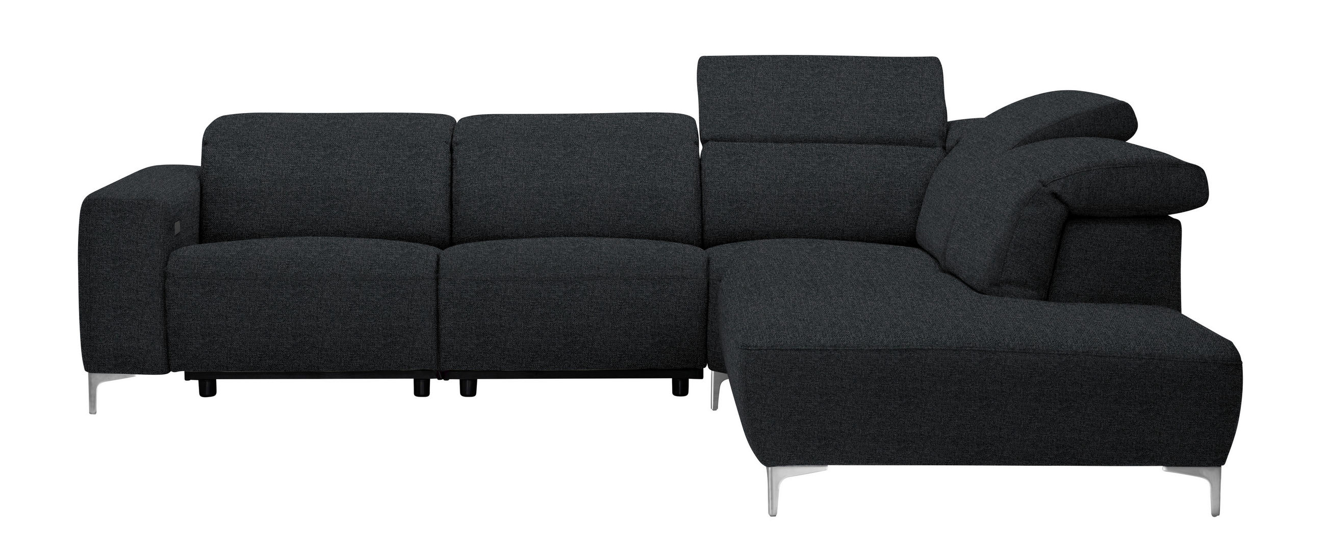 ECKSOFA Anthrazit Flachgewebe  - Anthrazit, Design, Textil/Metall (290/238cm) - Pure Home Lifestyle