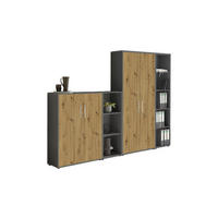 AKTENSCHRANK Anthrazit, Eiche Artisan  - Anthrazit/Eiche Artisan, MODERN, Holzwerkstoff (128,5/185,6/33cm) - MID.YOU