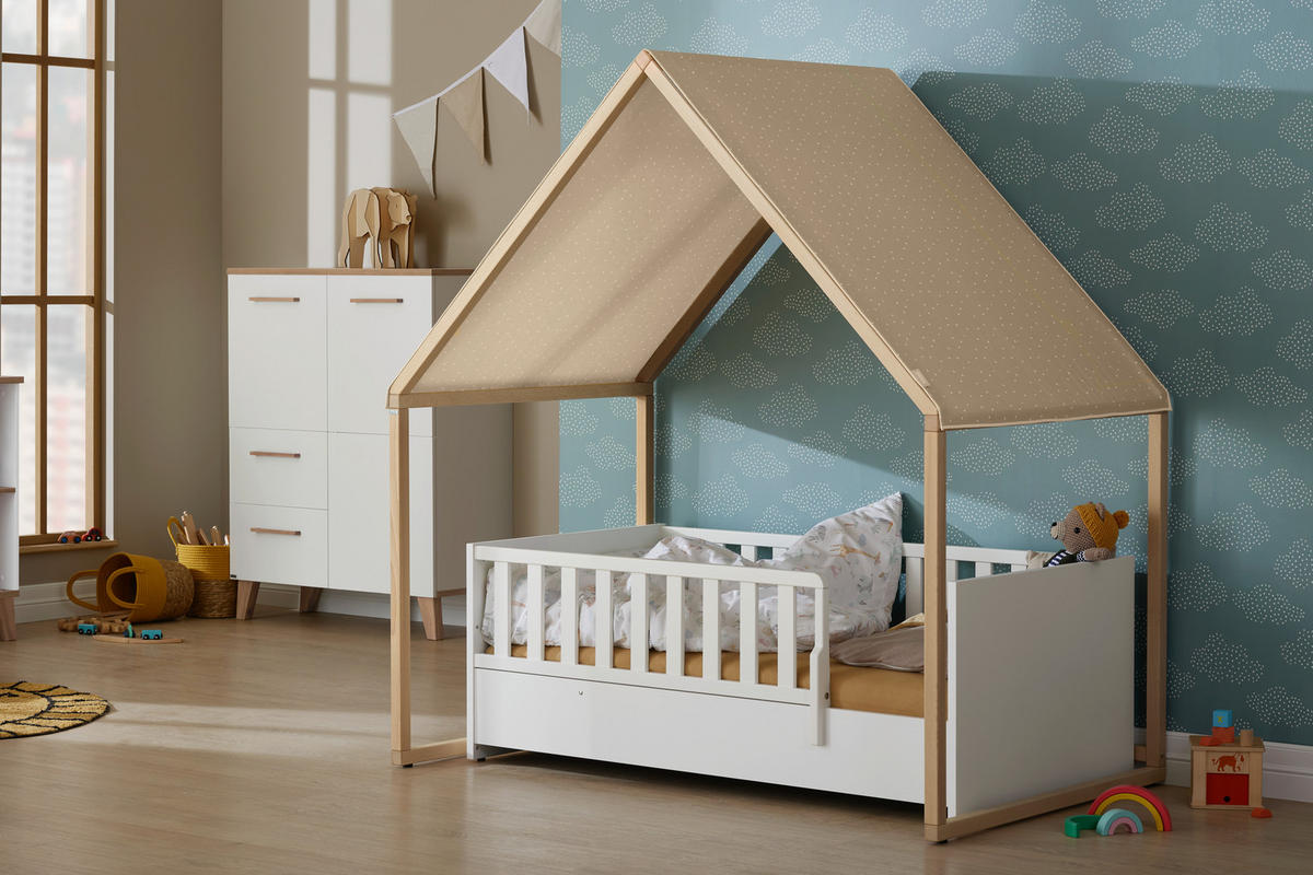 BODENBETT - Schwarz/Weiß, Basics, Holz/Kunststoff (145/75/51cm) - Paidi