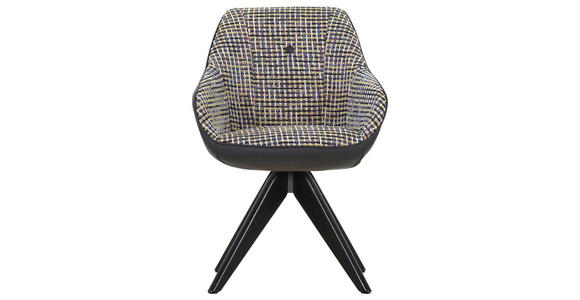 ARMLEHNSTUHL in Chenille, Lederlook - Blau/Gelb, KONVENTIONELL, Holz/Textil (60/83/65cm) - Novel