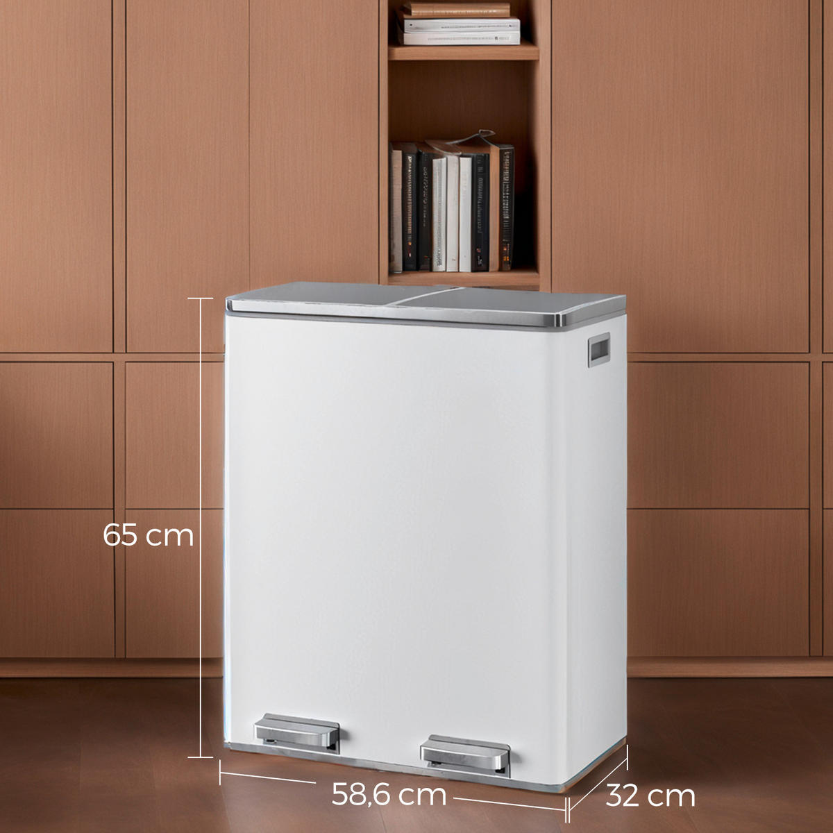 KOŠ NA ODPADKY  60 l - bílá/černá, Basics, kov/plast (58,5/65/32cm)