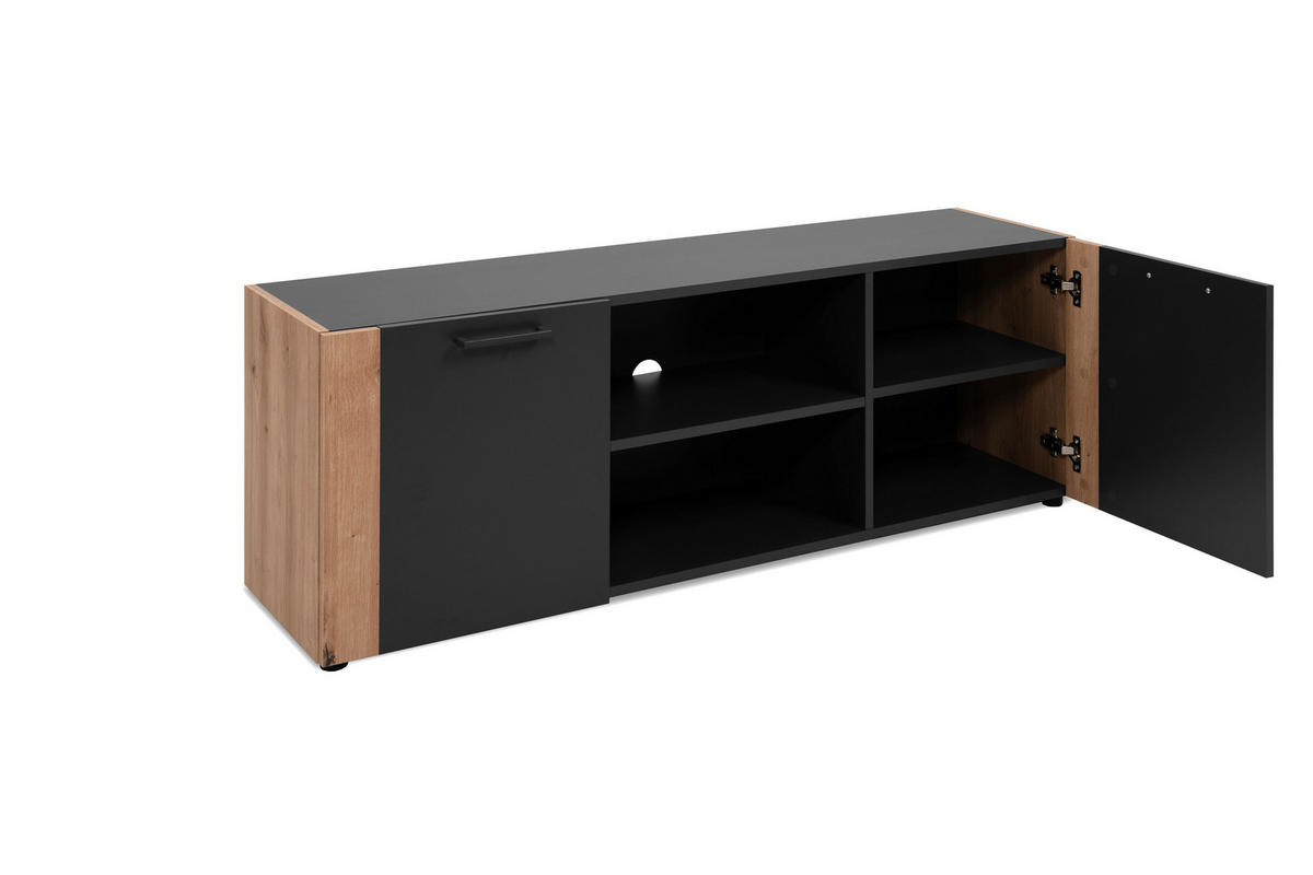 LOWBOARD  in 138/47,5/34,5 cm  - Anthrazit/Schwarz, Design, Holzwerkstoff/Kunststoff (138/47,5/34,5cm) - MID.YOU